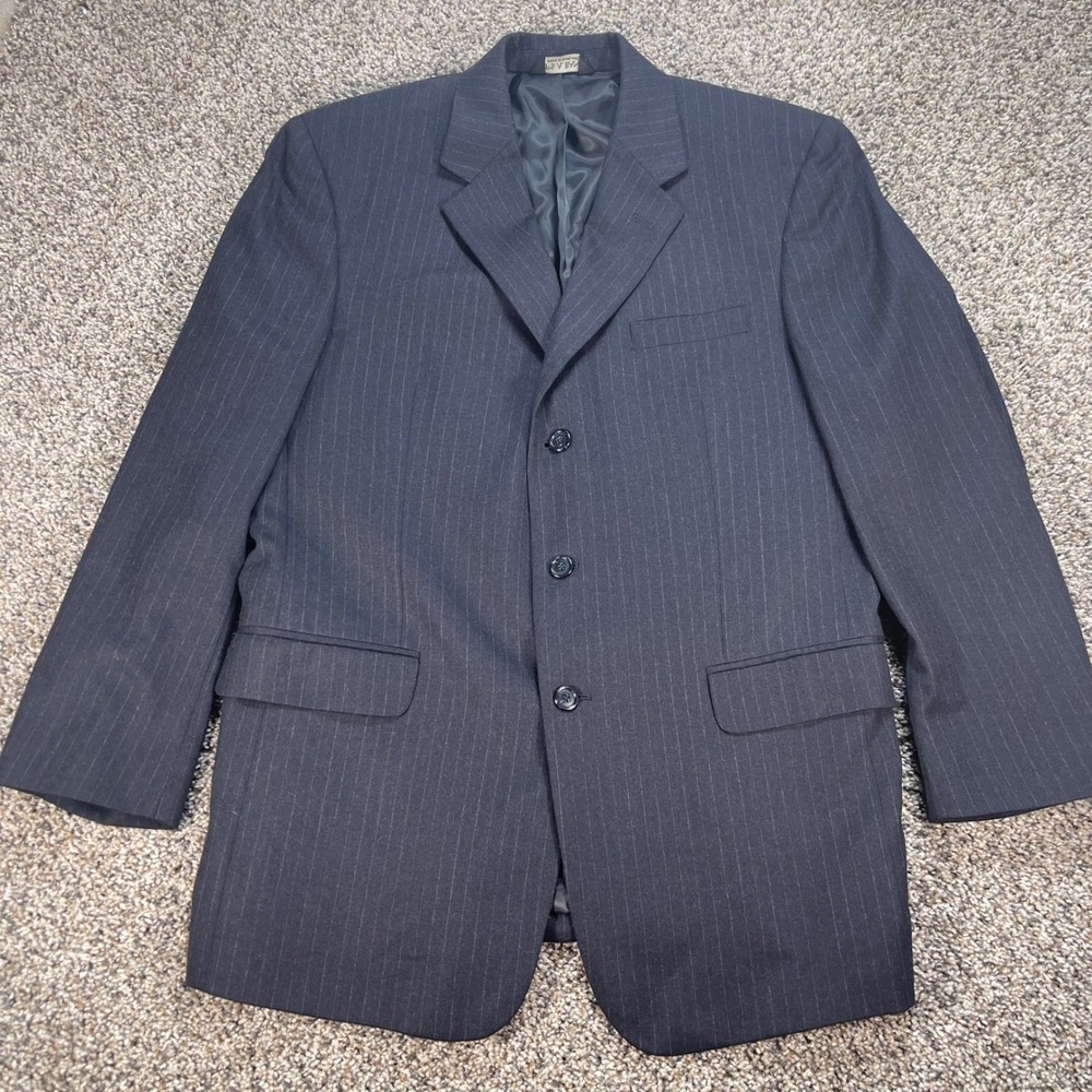 Jos A Bank Mens 43R Blazer Navy Blue Pinstripe Wool Cashmere 3 Button Jacket